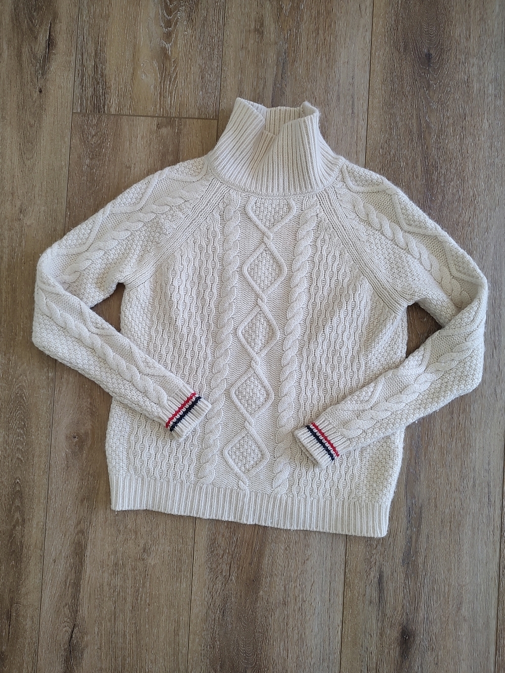 Faherty Wool/Cashmere Cable Knit Fisherman Sweater Funnel Neck XS